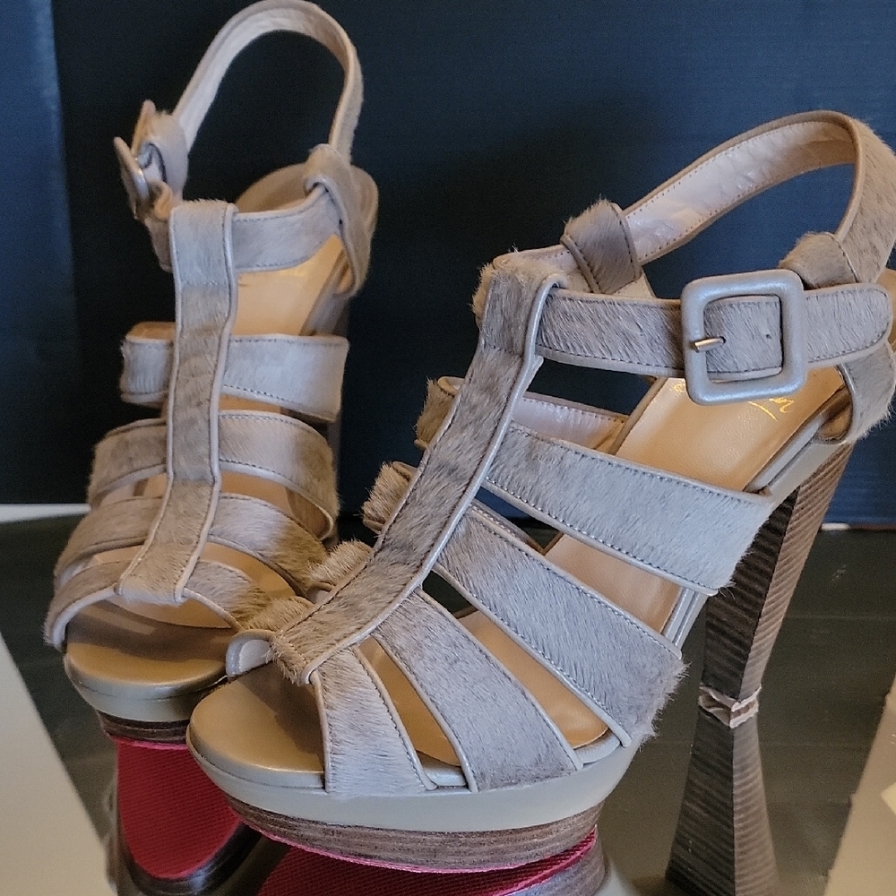 Christian Louboutin Tupe Pony Hair Leather Sandles  Sz 38